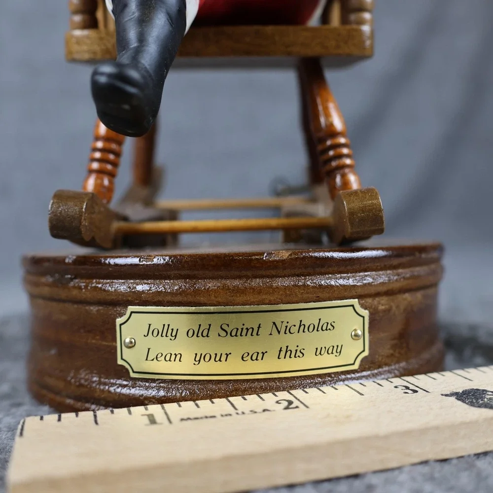 Vintage House Of Lloyd Santa Music Box Wood Rocking Chair Jolly Old St Nicholas